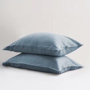 NWT QUINCE European Linen Pillowcase Set King Dusty Blue 3516